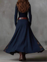 Women's Stand Collar Long Sleeve Slim Fit Plaid Print Asymmetrical Patchwork Dress