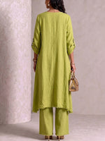 Loose-fit Asymmetric Robe Set With Metal Clasp Detail
