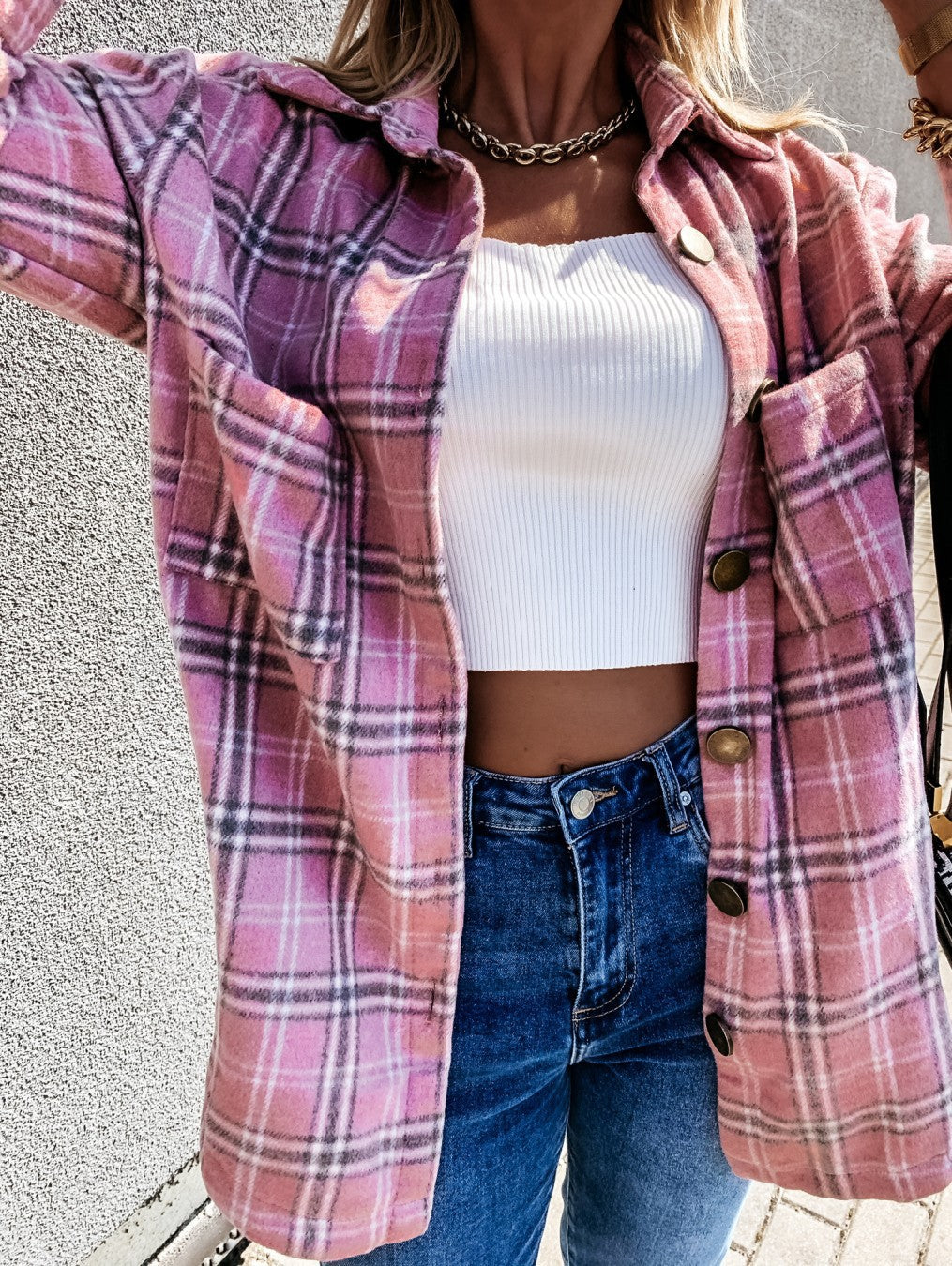 Casual Loose Plaid Shirt-jacket