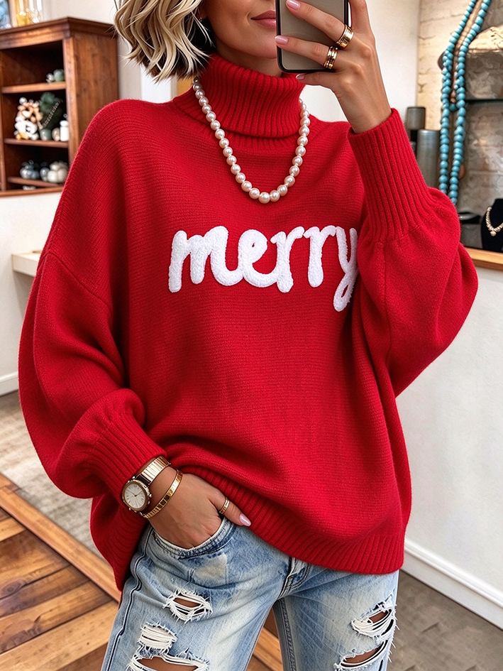 Casual Stylish "merry" Holiday Sweater