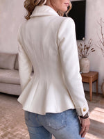 Women's Elegant White Asymmetrical Peplum Blazer