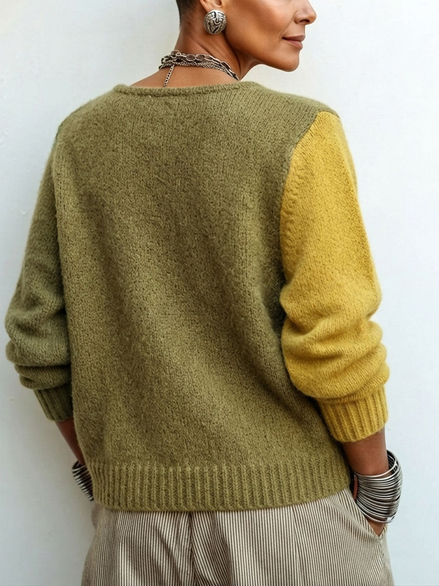 Artisti Cozy Asymmetric Color-block Knit Sweater