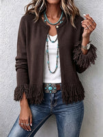 Stylish And Elegant Knit Cardigan With 3d Floral Appliqués.