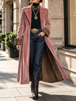 Glamorous Oversized Paneled Leopard-print Long Velvet Coat