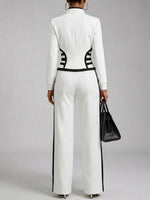 Cozy And Casual Two-piece Set Featuring A Slim-fit, Stretchy Zip-up Sweatshirt And Pants With Black Webbing Trim.