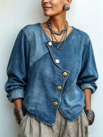 Artisti Cozy Asymmetrical Denim Blouse