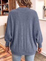 Women's Solid Color V-neck Long Sleeve Casual Loose Knit Cardigan