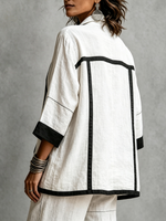 Modern Geometric Asymmetrical Black And White Jacket