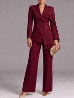 Elegant Burgundy Tassel-Trimmed Blazer