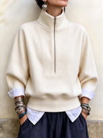 Women's Casual Half-zip Waffle Knit Pullover Sweater