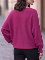 Women's Round Neck Long Sleeve Casual Loose Knitted Pullover