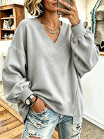 Casual Oversized Cozy Striped Sweatershirt
