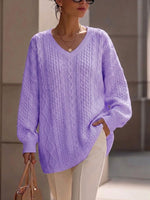 Loose-fit Cable-knit V-neck Sweater