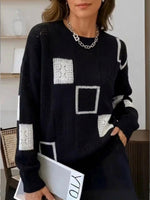 Women's Round Neck Long-sleeved Casual Loose Pullover Knit Sweater