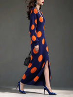 Cozy Polka-dot Wool-blend Knit Midi Skirt With A Soft, Fleecy Feel