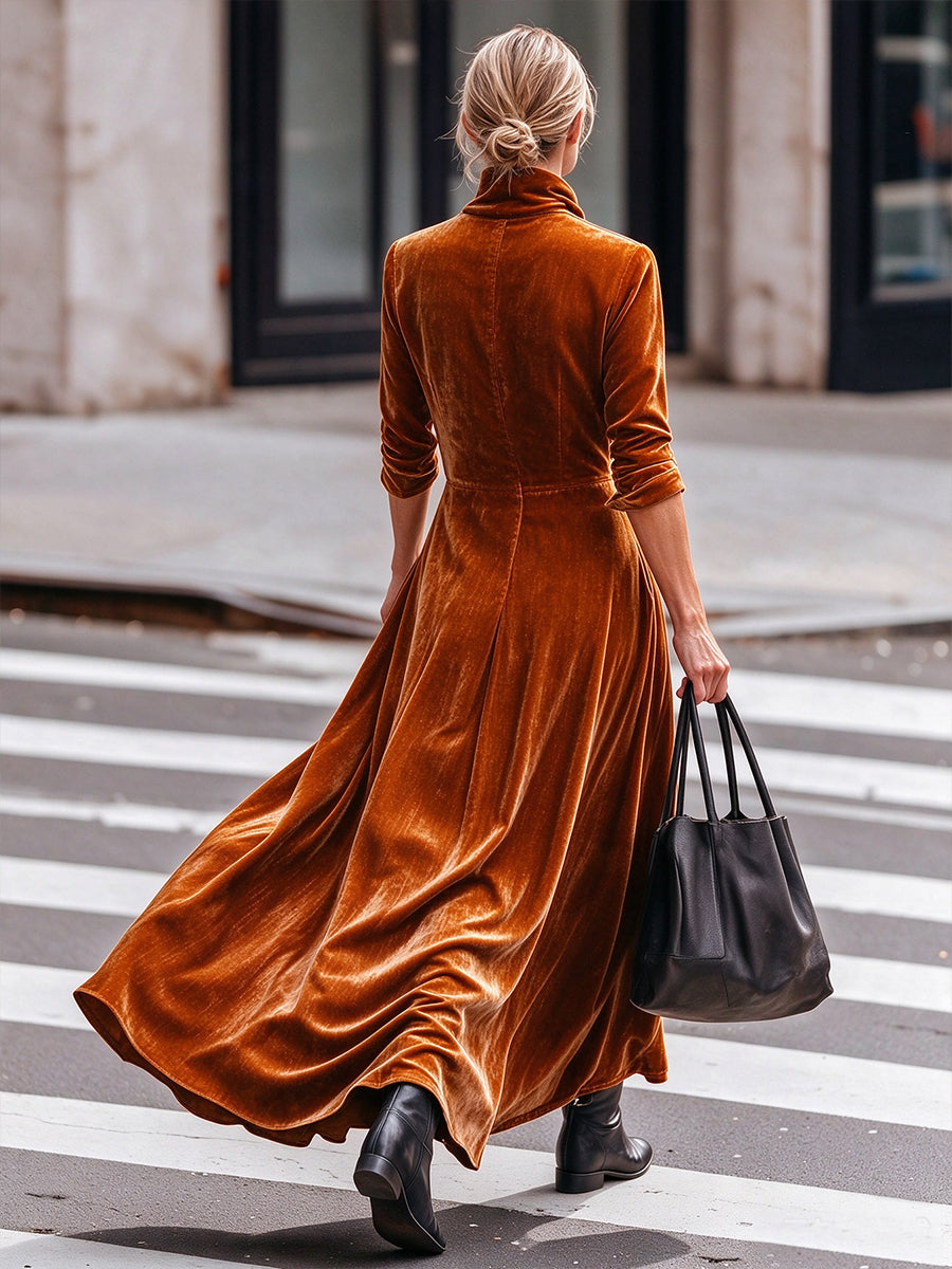 Cowl Neck Velvet Maxi Dress