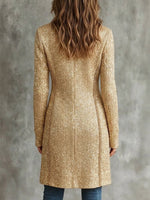 Chic Shimmer Ribbed Knit Long Cardigan