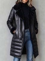 Luxurious Mixed-Media Faux-Leather Coat