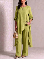 Loose-fit Asymmetric Robe Set With Metal Clasp Detail