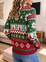 Women's Fair Isle Christmas Cardigan V-Neck Button Down Holiday Knit Sweater