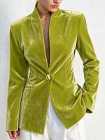 Vintage Chartreuse Velvet Single-Button Blazer