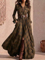 Retro Plaid Asymmetrical Slim-fit Dress