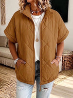 Casual Diamond-quilted Zip-up Padded Jacket