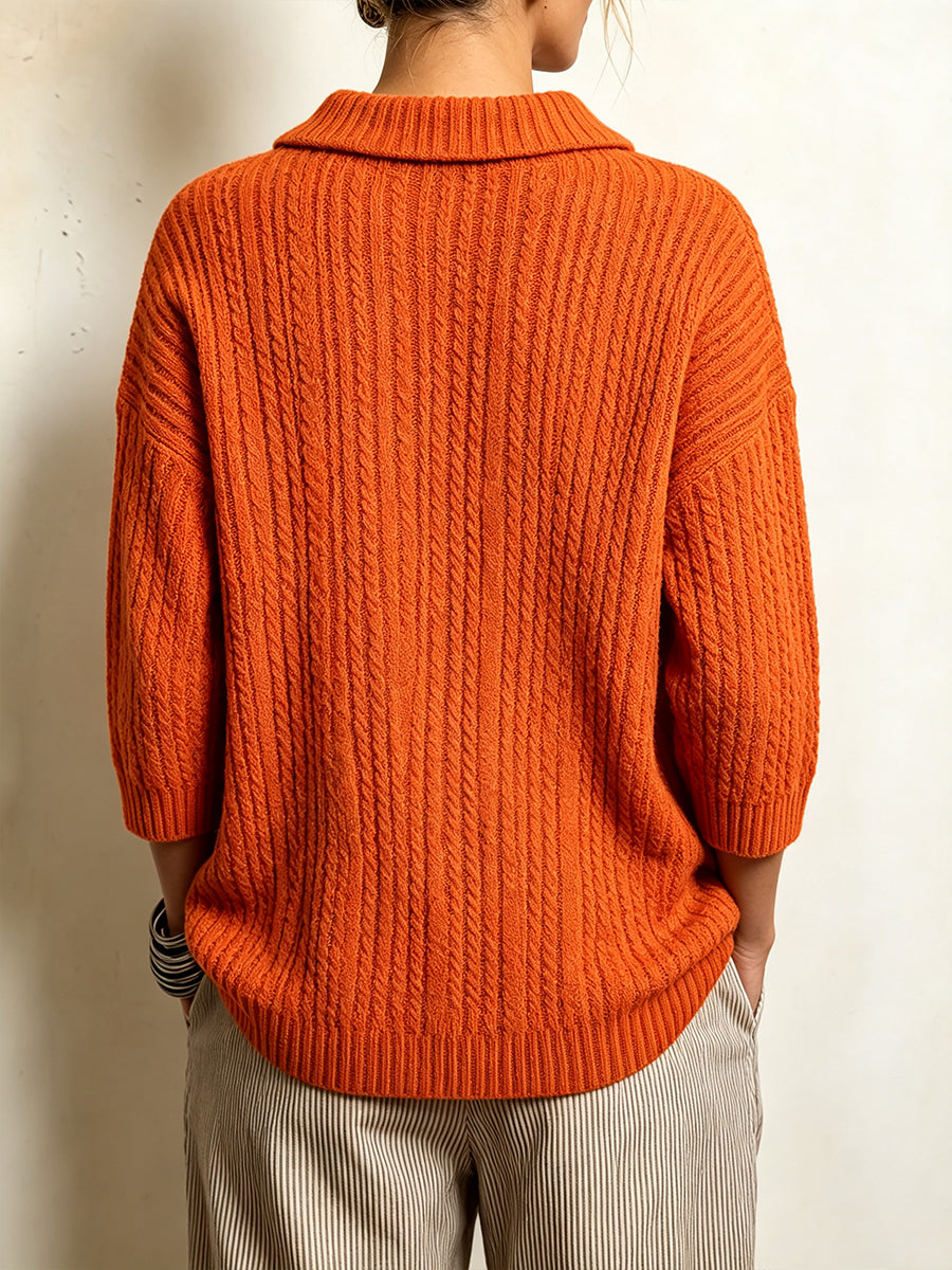 Cozy Cable-Knit Collared Sweater