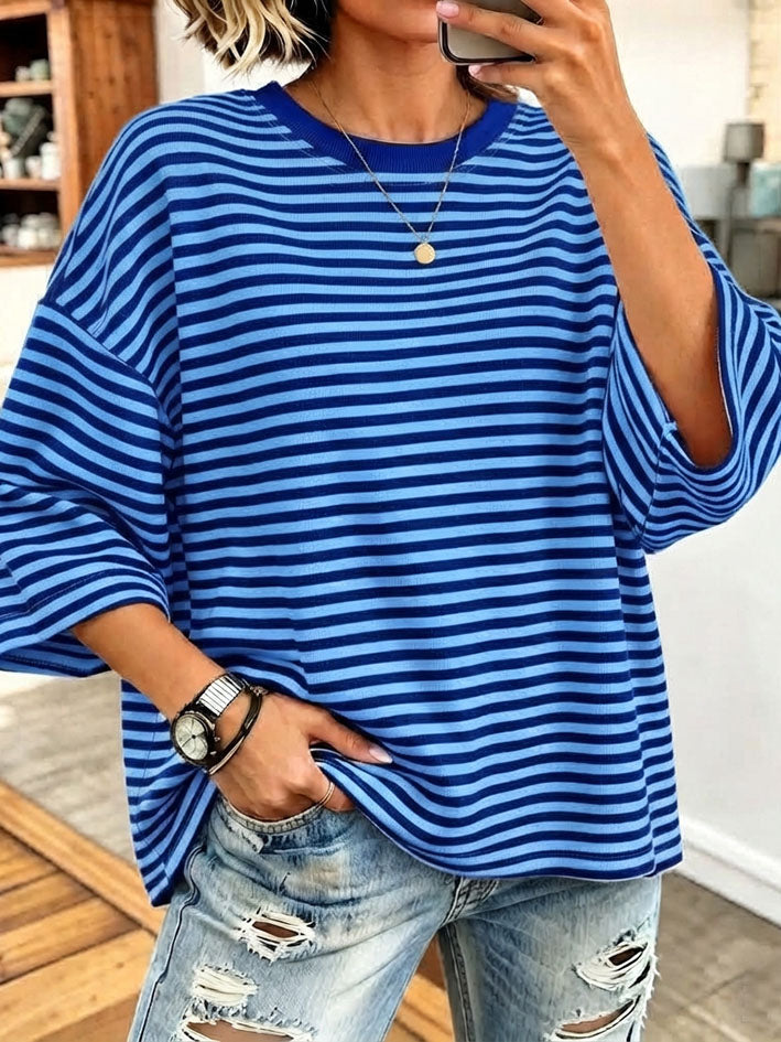 Chic Comfortable Striped Bow Knit Top