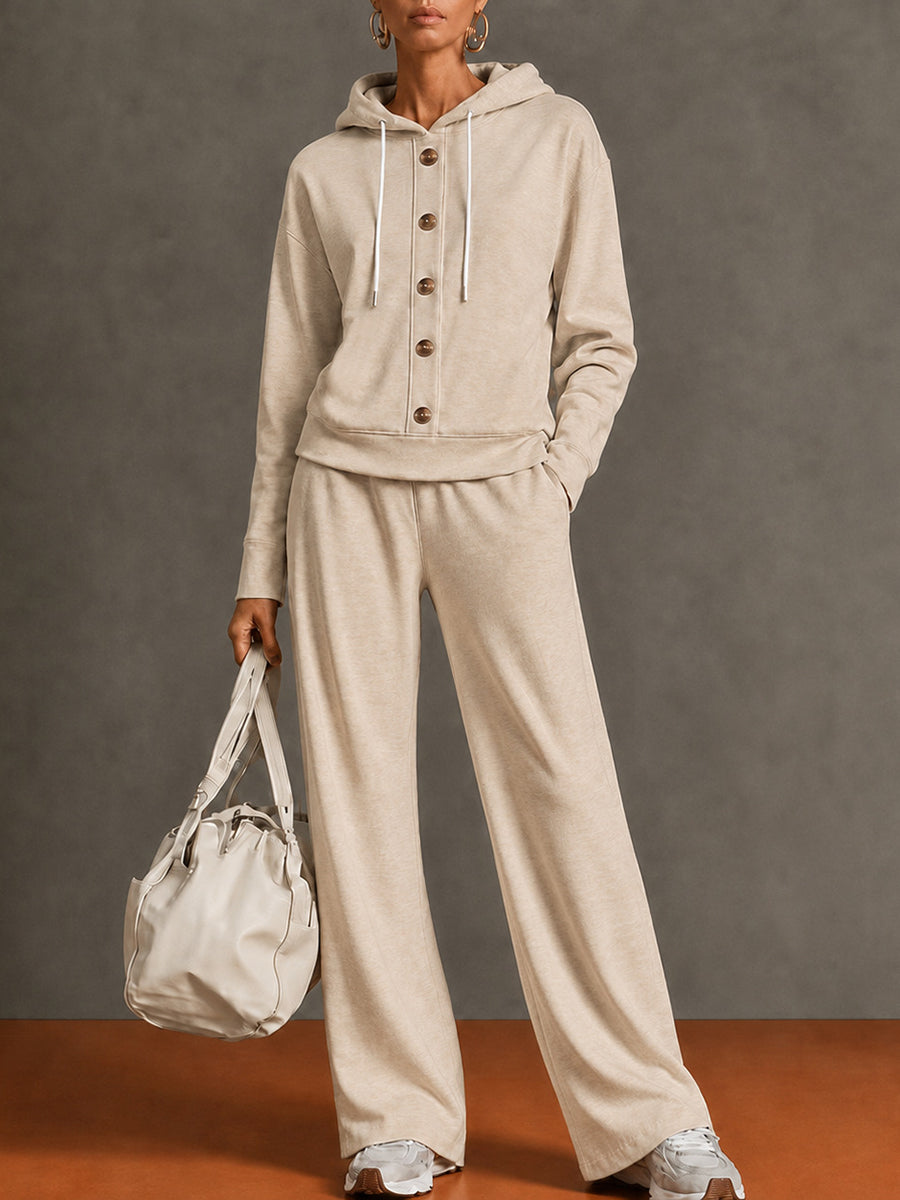 Casual Hooded Sweatshirt Two-piece Set