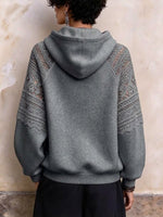 Chic Lace-panel Cotton-blend Hooded Sweatshirt