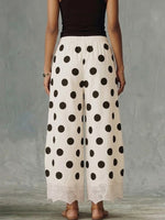 Polka Dot Print Lace‑trim Wide‑leg Culotte Pants
