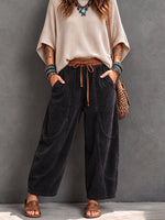 Casual Corduroy Harem Pants With Elastic Waist