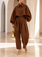Sophisticated Rich Brown Cropped Shirt
