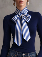 Stylish Stretch Striped Bow Tie Top
