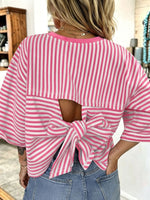 Chic Comfortable Striped Bow Knit Top