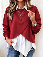 Women's 2-in-1 Layered Tulip Hem Pullover Top.