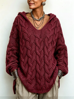 Cozy Chic Hooded Cable-knit Sweater