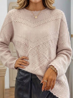 Knitted Sweater With Diamond Cut-out And Textured Dot Pattern