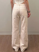 Women's High-waisted Solid Color Casual Loose Wide-leg Jeans