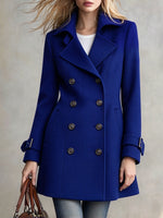 Cozy Double-breasted Wool-blend Mid-length Coat