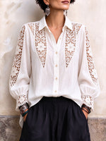 Lace-detail Linen-cotton Shirt
