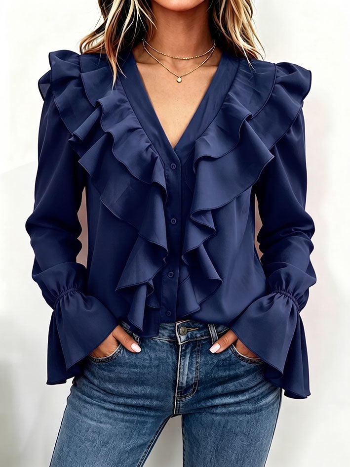 Chic Hot Pink Ruffled Blouse