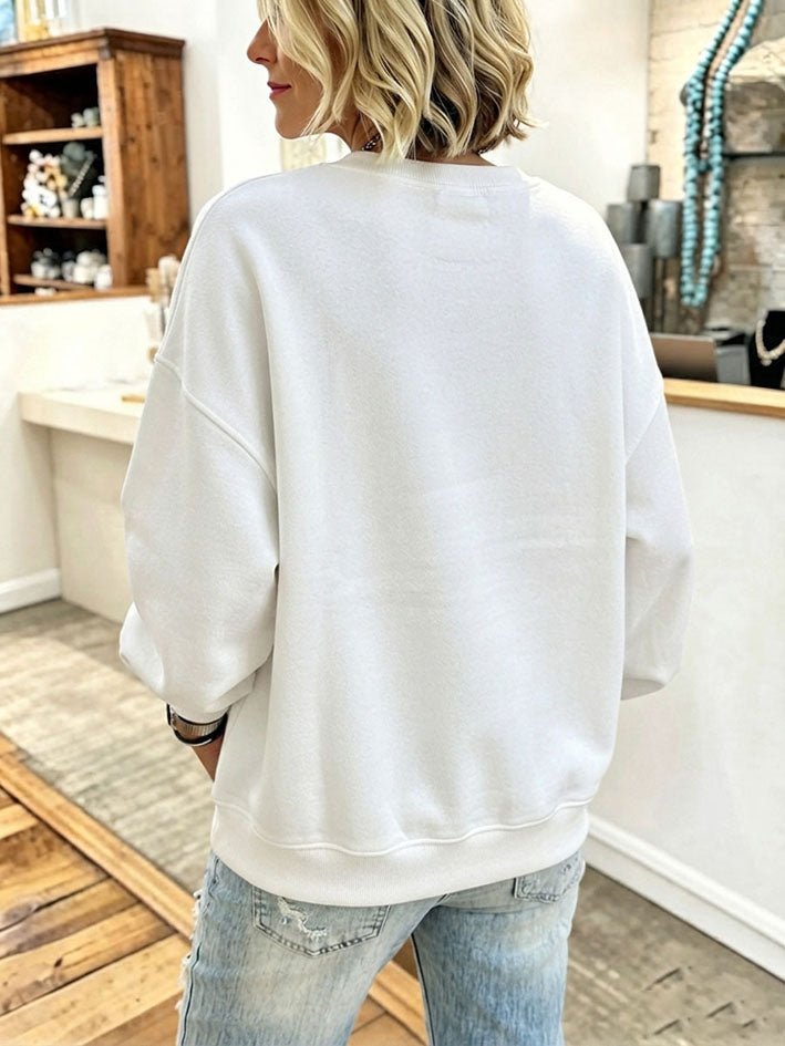 Cozy Blue Striped Shirt-panel Sweatshirt (faux-layered Look)