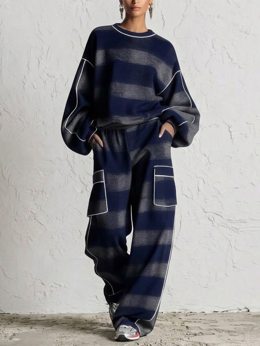 Distressed-style Plaid Matching Set With Color-contrast Piping