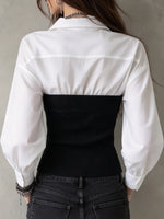 Chic Faux-layered Spliced knit Top