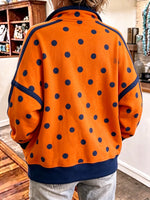 Chic Orange Polka Dot Half-Zip Sweatshirt