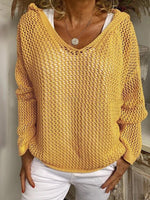 Casual Hooded Cotton Knit Top