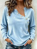 Ribbed Top With An Asymmetric Buttoned Placket