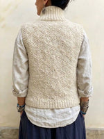 Stand-collar Textured Knit Vest With Toggle Closures